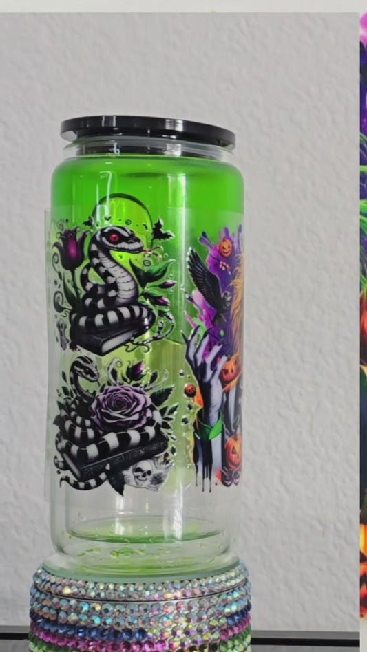 Beetlejuice drip effect 20 oz tumbler with plastic lid
